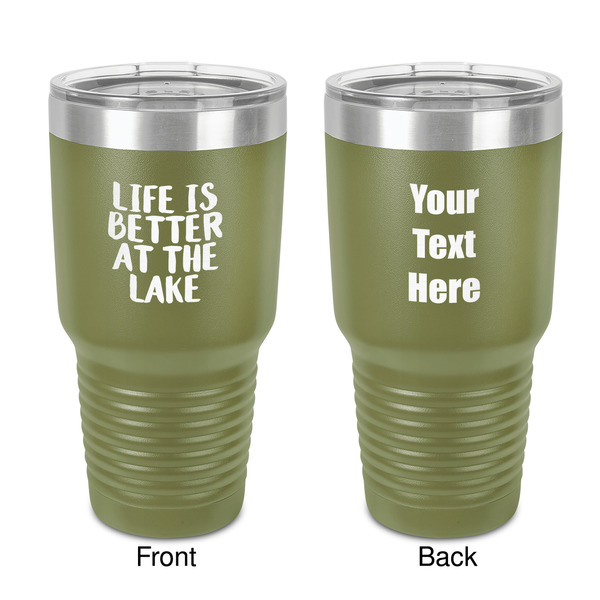 Custom Lake House 30 oz Stainless Steel Tumbler - Olive - Double-Sided (Personalized)