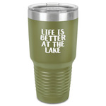 Lake House 30 oz Stainless Steel Tumbler - Olive - Single-Sided (Personalized)