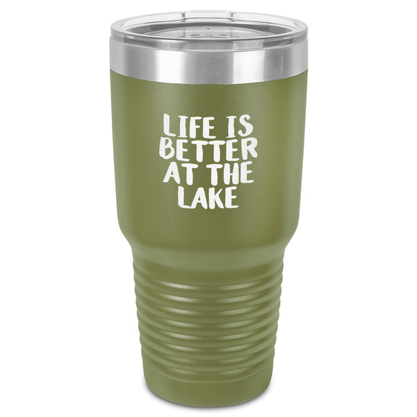 Lake House 30 oz Stainless Steel Ringneck Tumbler - Olive - Front