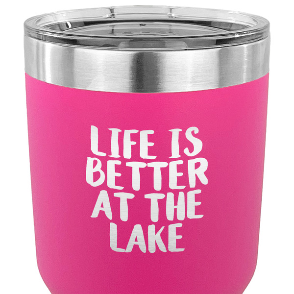 Lake House 30 oz Stainless Steel Ringneck Tumbler - Pink - CLOSE UP