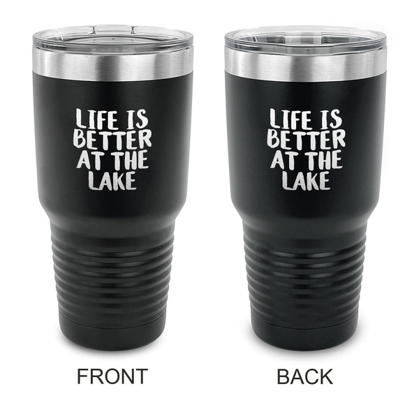 Custom Lake House 30 oz Stainless Steel Tumbler - Black - Double Sided (Personalized)