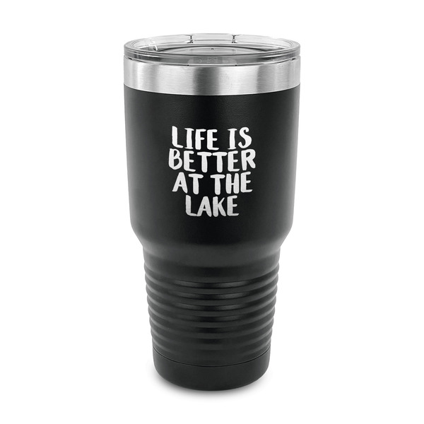 Custom Lake House 30 oz Stainless Steel Tumbler - Black - Single Sided (Personalized)