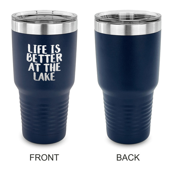 Lake House 30 oz Stainless Steel Ringneck Tumblers - Navy - Single Sided - APPROVAL