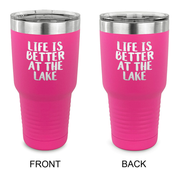 Custom Lake House 30 oz Stainless Steel Tumbler - Pink - Double Sided (Personalized)