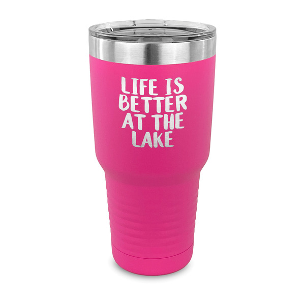 Custom Lake House 30 oz Stainless Steel Tumbler - Pink - Single Sided (Personalized)