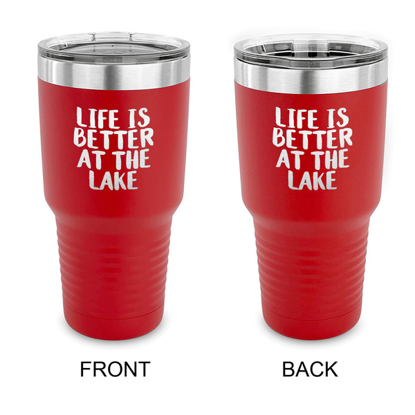 Custom Lake House 30 oz Stainless Steel Tumbler - Red - Double Sided (Personalized)