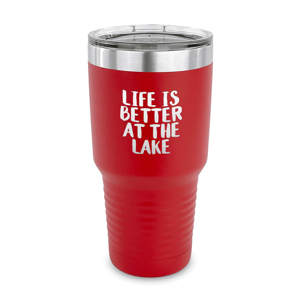 Custom Lake House 30 oz Stainless Steel Tumbler - Red - Single Sided (Personalized)