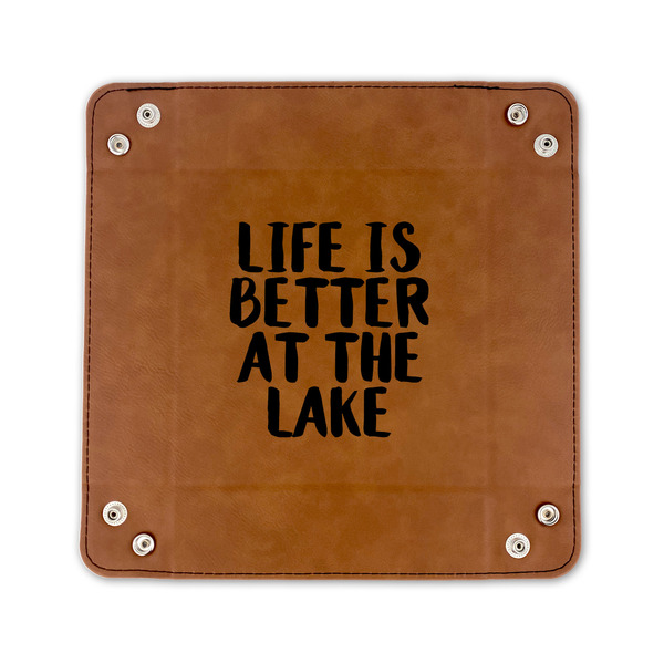 Lake House 6" x 6" Leatherette Snap Up Tray - FLAT FRONT