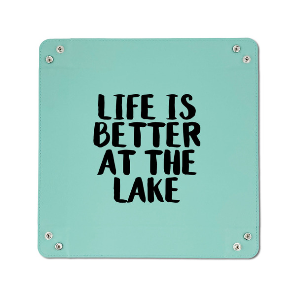 Lake House 6" x 6" Teal Leatherette Snap Up Tray - APPROVAL