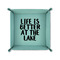 Lake House 6" x 6" Teal Leatherette Snap Up Tray - FOLDED UP