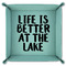 Lake House 9" x 9" Teal Leatherette Snap Up Tray - FOLDED