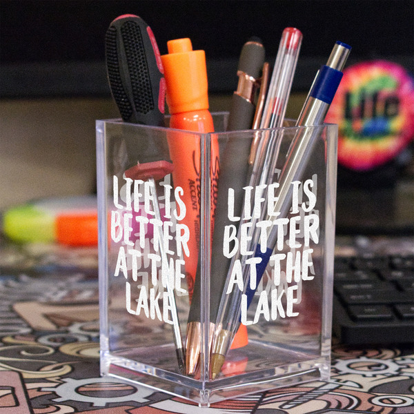 Lake House Acrylic Pen Holder - In Context