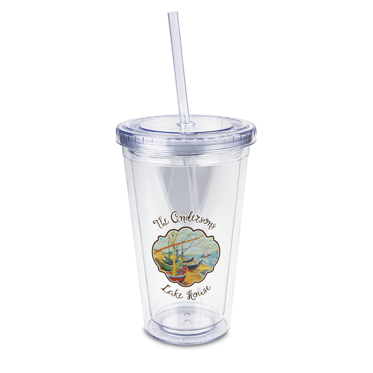 Personalized 16oz Double Wall Acrylic Tumblers with Straw