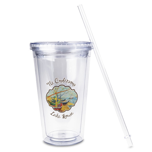 Lake House Acrylic Tumbler - Full Print - Front straw out