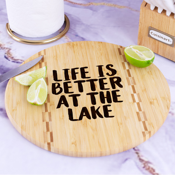 Lake House Bamboo Cutting Board - In Context