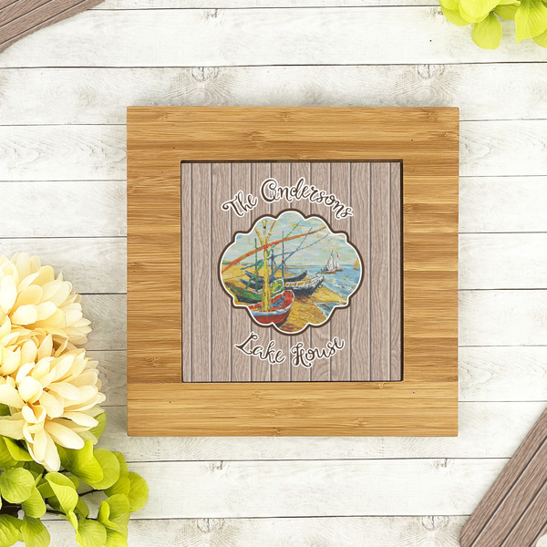 Lake House Bamboo Trivet with 6" Tile - LIFESTYLE