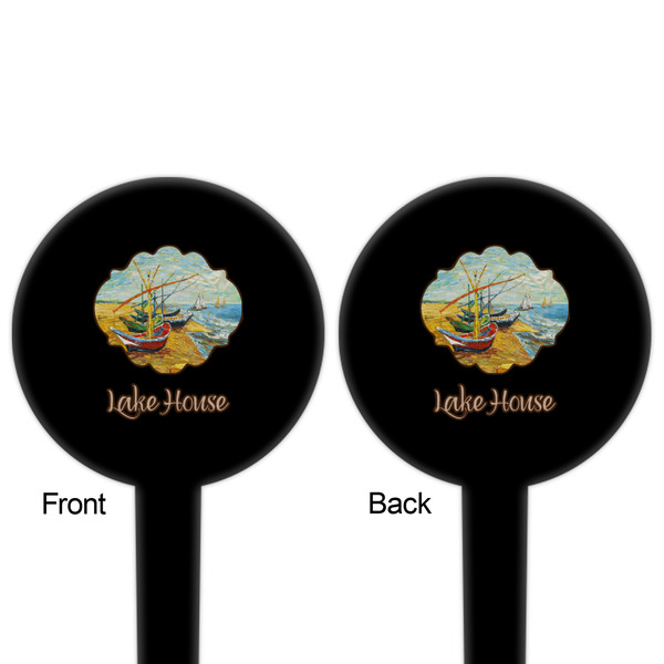 Lake House Black Plastic 4" Food Pick - Round - Double Sided - Front & Back