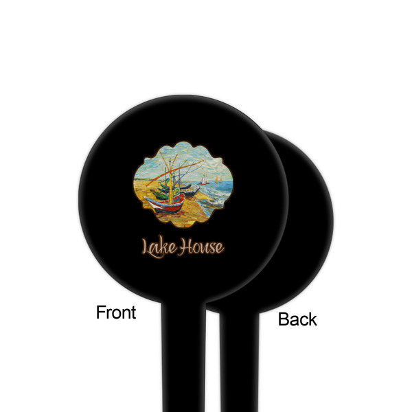 Lake House Black Plastic 4" Food Pick - Round - Single Sided - Front & Back
