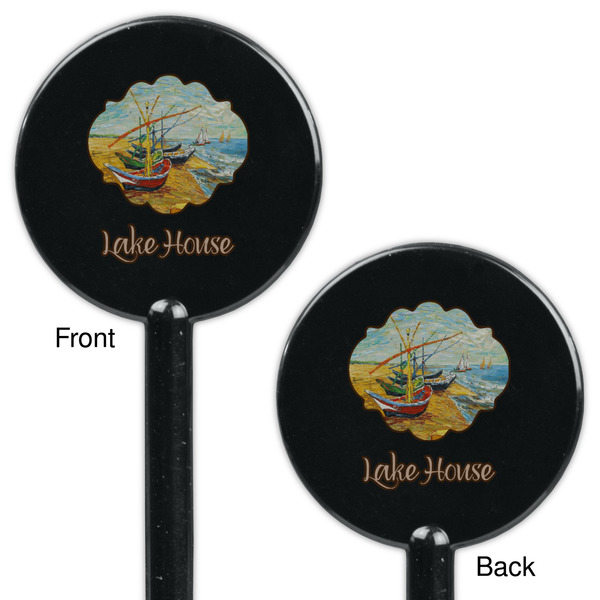 Lake House Black Plastic 5.5" Stir Stick - Double Sided - Round - Front & Back