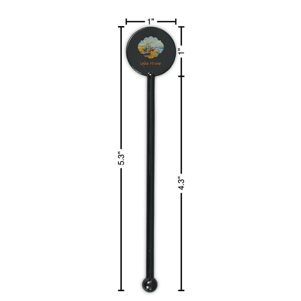 Lake House Black Plastic 5.5" Stir Stick - Round - Dimensions