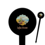 Lake House 6" Round Plastic Food Picks - Black - Double Sided (Personalized)