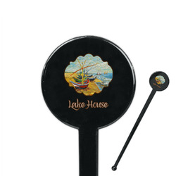 Lake House 7" Round Plastic Stir Sticks - Black - Double Sided (Personalized)