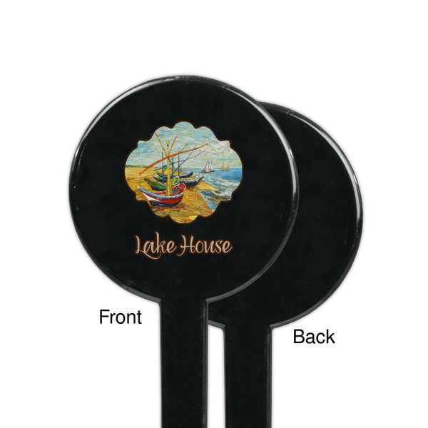 Lake House Black Plastic 7" Stir Stick - Single Sided - Round - Front & Back
