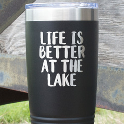 Lake House 20 oz Stainless Steel Tumbler - Black - Single Sided (Personalized)