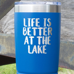Lake House 20 oz Stainless Steel Tumbler - Royal Blue - Single Sided (Personalized)