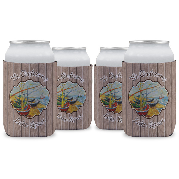 Custom Lake House Can Cooler (12 oz) - Set of 4 w/ Name or Text