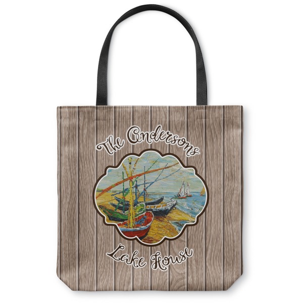 Custom Lake House Canvas Tote Bag - Large - 18"x18" (Personalized)