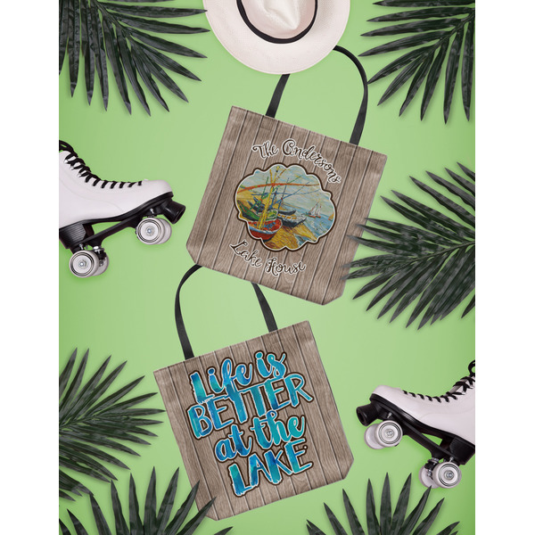 Lake House Canvas Tote Lifestyle Front and Back