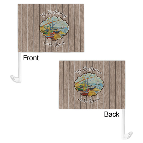 Lake House Car Flag - 11" x 8" - Front & Back View