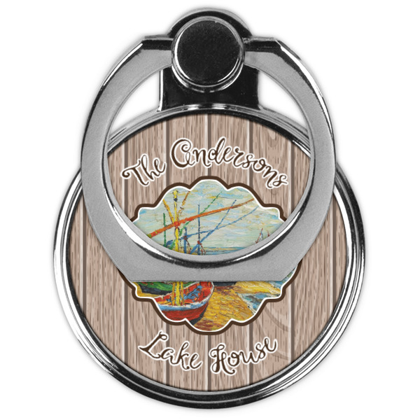 Lake House Cell Phone Ring Stand & Holder - Front (Collapsed)