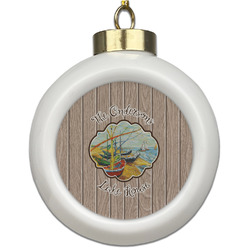 Lake House Ceramic Ball Ornament (Personalized)