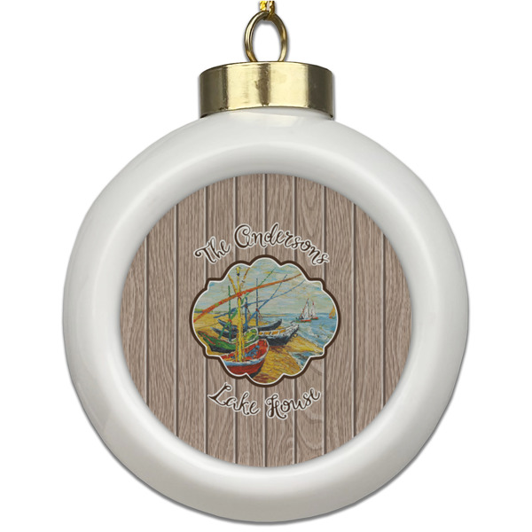 Custom Lake House Ceramic Ball Ornament (Personalized)