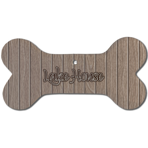 Lake House Ceramic Flat Ornament - Bone Front