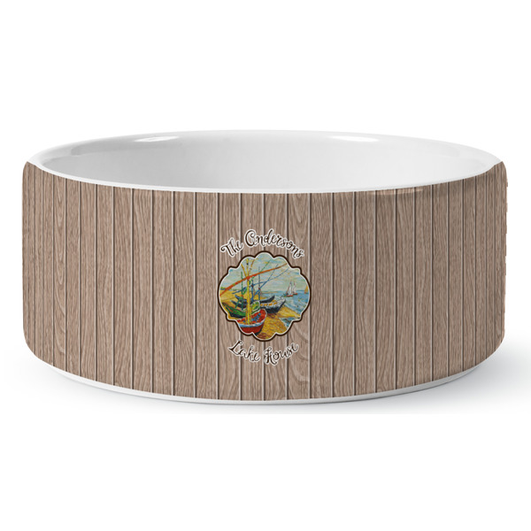 Custom Lake House Ceramic Dog Bowl - Medium (Personalized)
