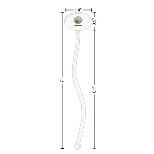 Lake House Clear Plastic 7" Stir Stick - Oval - Dimensions