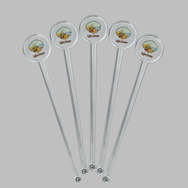 Lake House Clear Plastic 7" Stir Stick - Round - Fan View