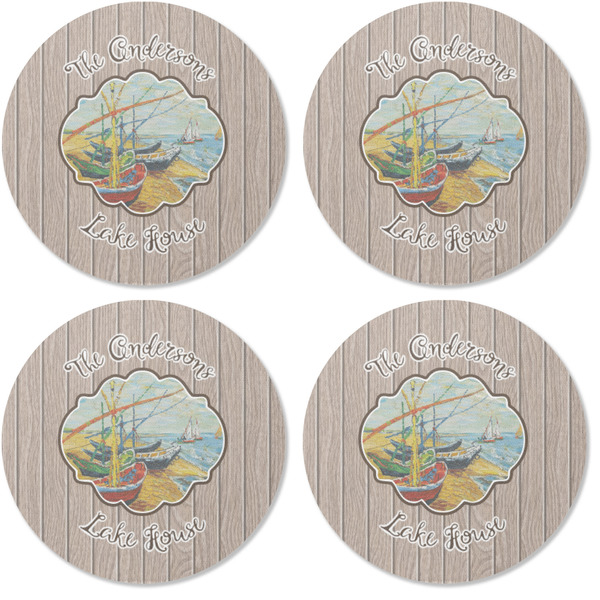 Lake House Coaster Round Rubber Back - Apvl