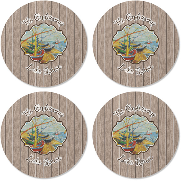 Lake House Coaster Round Rubber Back - Apvl