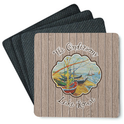 Lake House Square Rubber Backed Coasters - Set of 4 (Personalized)
