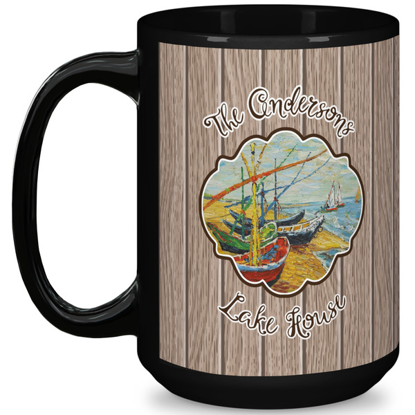 Custom Lake House 15 Oz Coffee Mug - Black (Personalized)