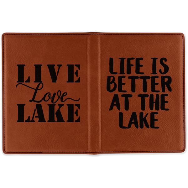 Lake House Cognac Leather Passport Holder Outside Double Sided - Apvl