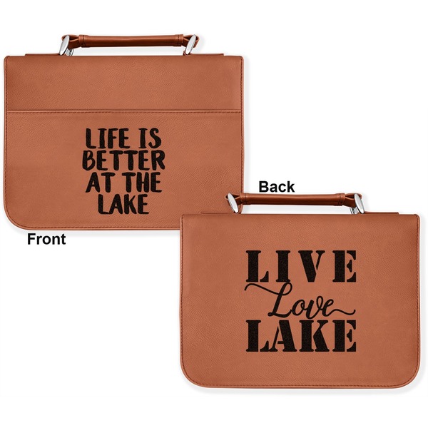 Lake House Cognac Leatherette Bible Covers - Large Double Sided Apvl