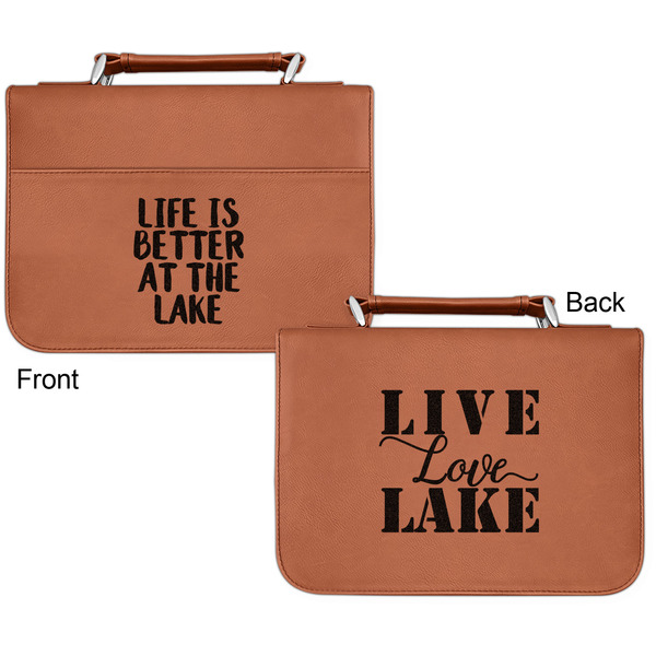 Lake House Cognac Leatherette Bible Covers - Small Double Sided Apvl