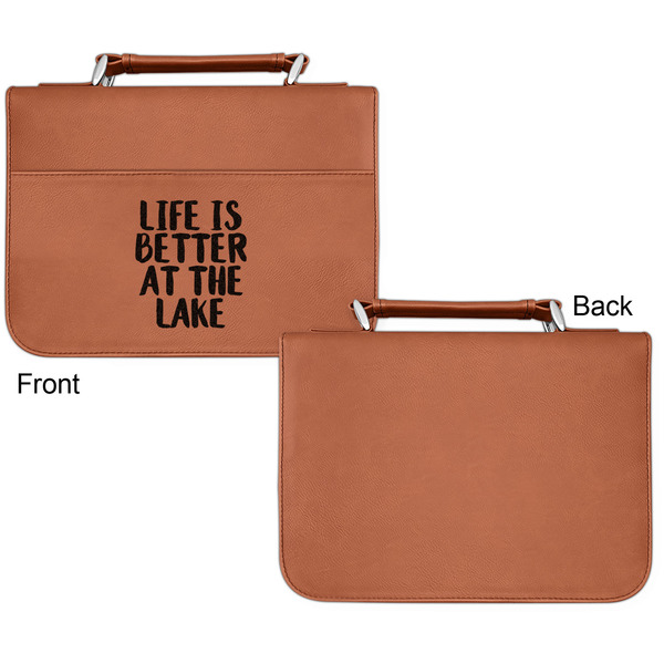 Lake House Cognac Leatherette Bible Covers - Small Single Sided Apvl