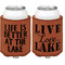 Lake House Cognac Leatherette Can Sleeve - Double Sided Front and Back