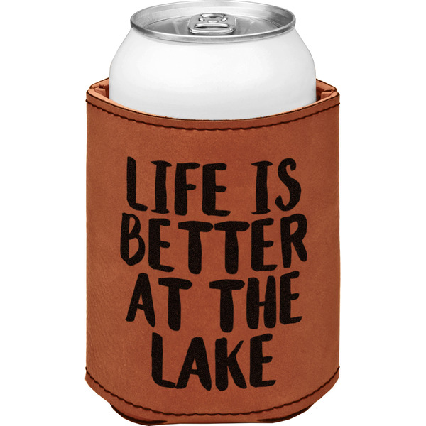 Custom Lake House Leatherette Can Sleeve - Double Sided (Personalized)